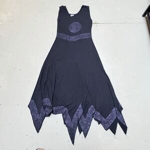 Boho Handkerchief Hem Dress Womens Medium Lagenlook Festival Party Whimsy Flowy